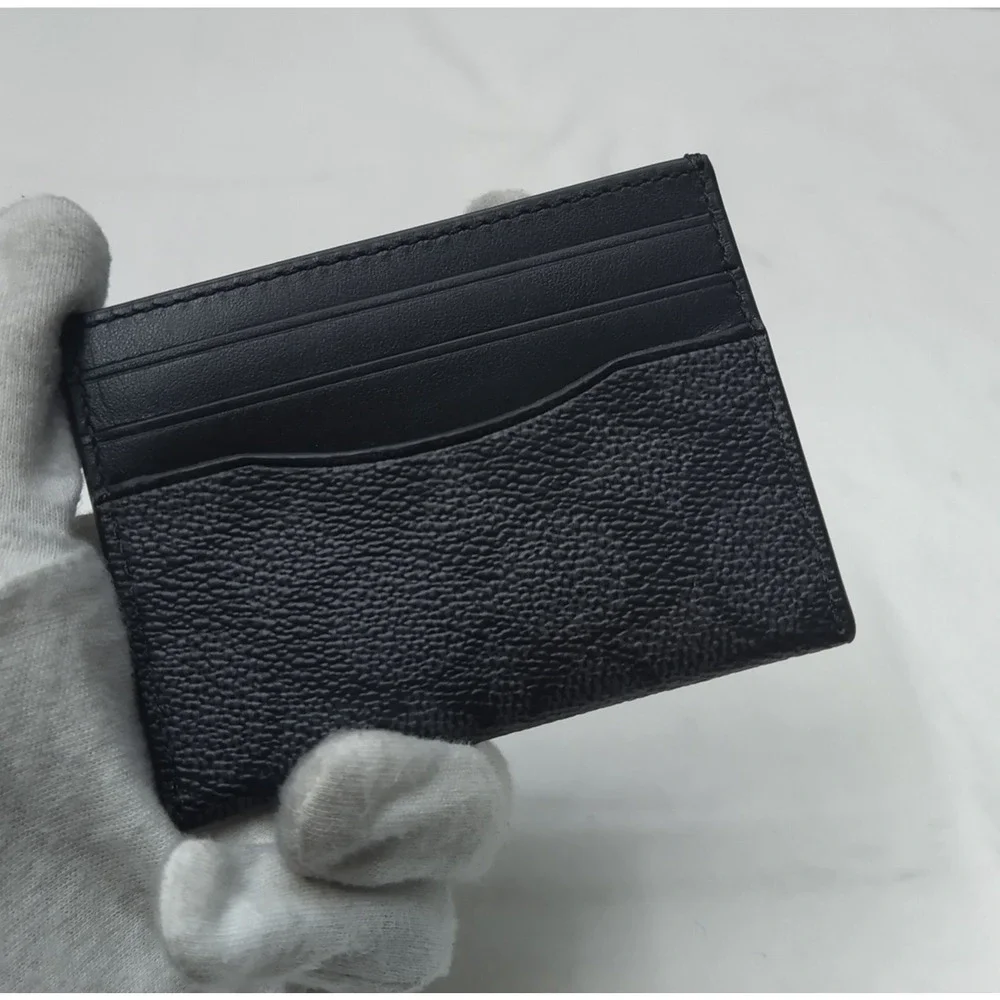 Coach Signature Black Leather ID Window Credit Card Wallet